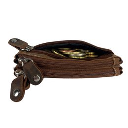 Vintage cognac -colored leather key pouch