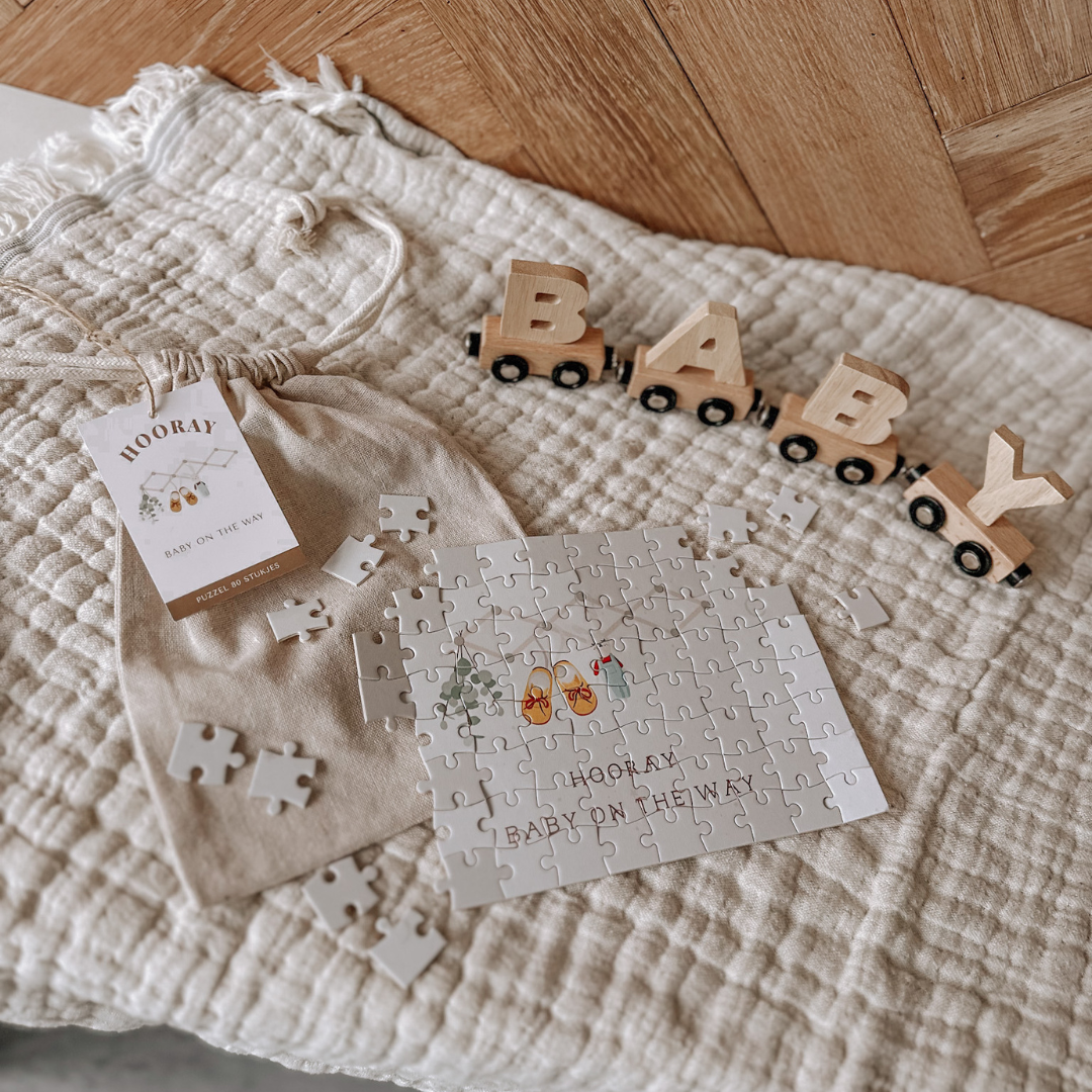 Puzzel Zwangerschapsaankondiging 'Baby on the way' 80 stukjes