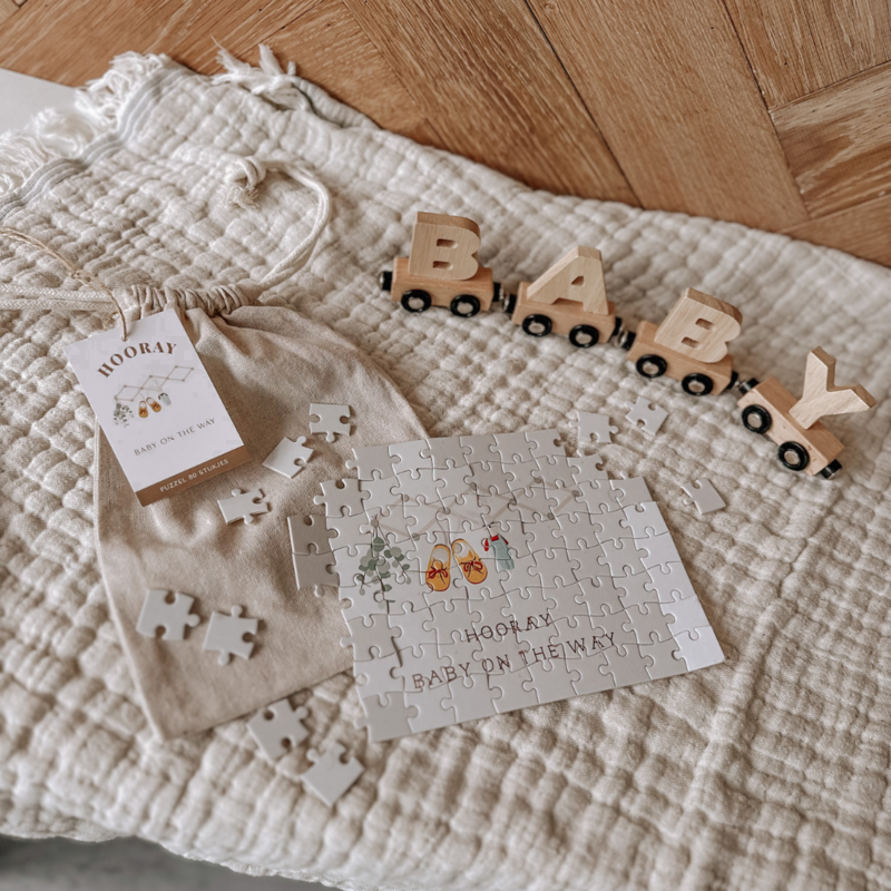 Puslespil Graviditetsmeddelelse 'Baby på vej' 80 brikker