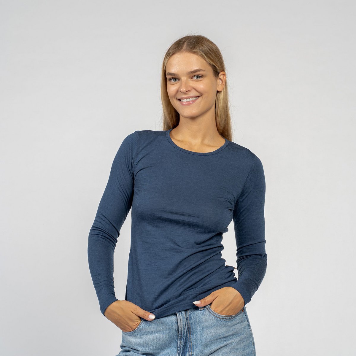 Women's Merino 160 Long Sleeve Crew Denim