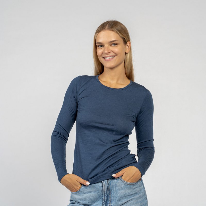 Women's Merino 160 Long Sleeve Crew Denim