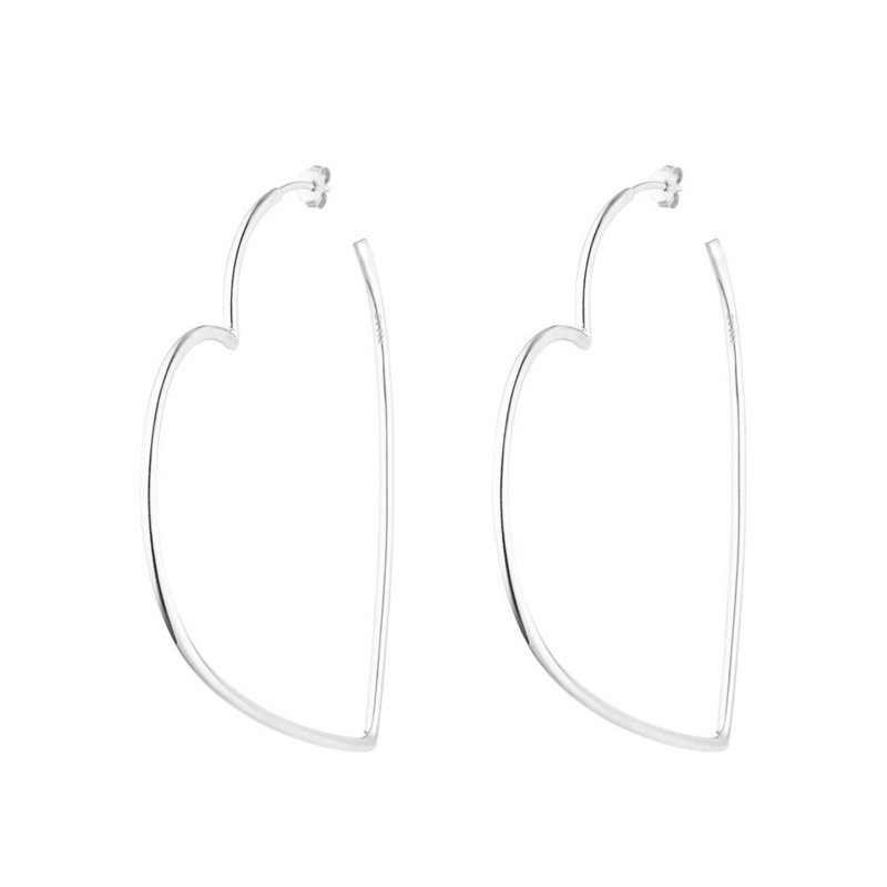 Creole heart, 60mm, 925 sterling silver