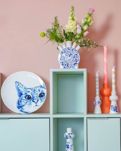 Tulpenvaas Delfts blauw rond