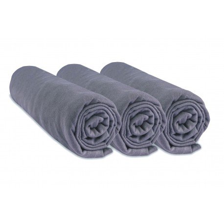 Set of 3 100% Cotton Jersey Fitted Sheets - 60x120cm