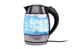 Adler AD 1246 Wasserkocher 1,8 L, schwarz/silber/transparent