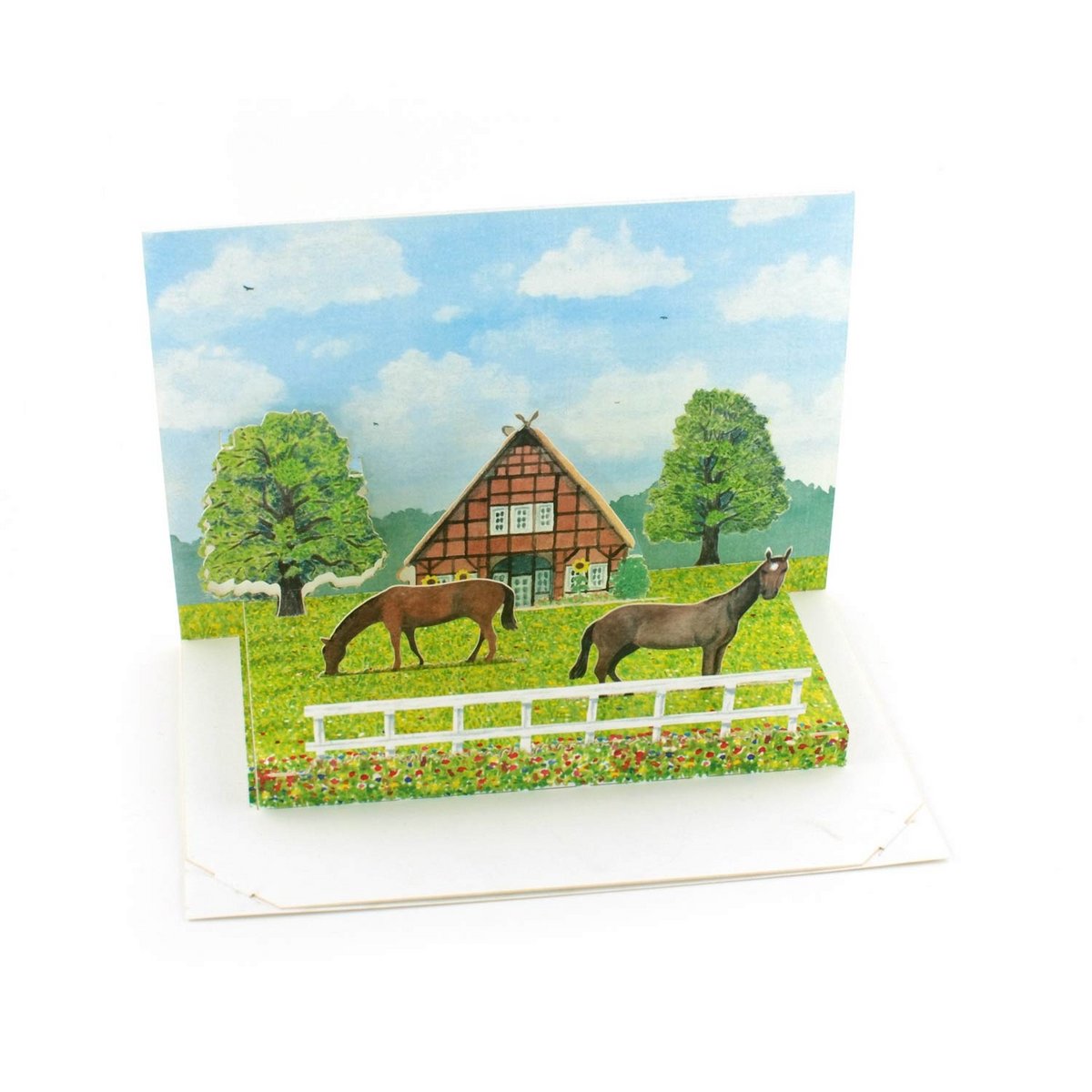 Carte pop-up ferme équestre