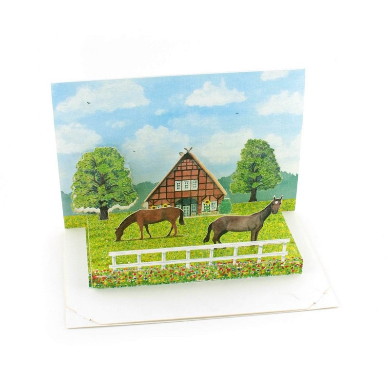 Carte pop-up ferme équestre