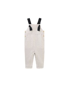 Geruite babyjongenstuinbroek met contrasterende bandjes I137-21316074