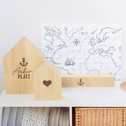 Large decorative wooden house anchorage made of sustainable beech wood