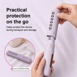 NOVOTECK HT-002 Cepillo para alisar y peinar el cabello 2 en 1 - Recargable, 3 configuraciones de temperatura, 1500 mAh, carga USB-C