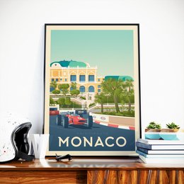 Affiche Monaco Vintage | Poster Ville Monaco Côte d'Azur France