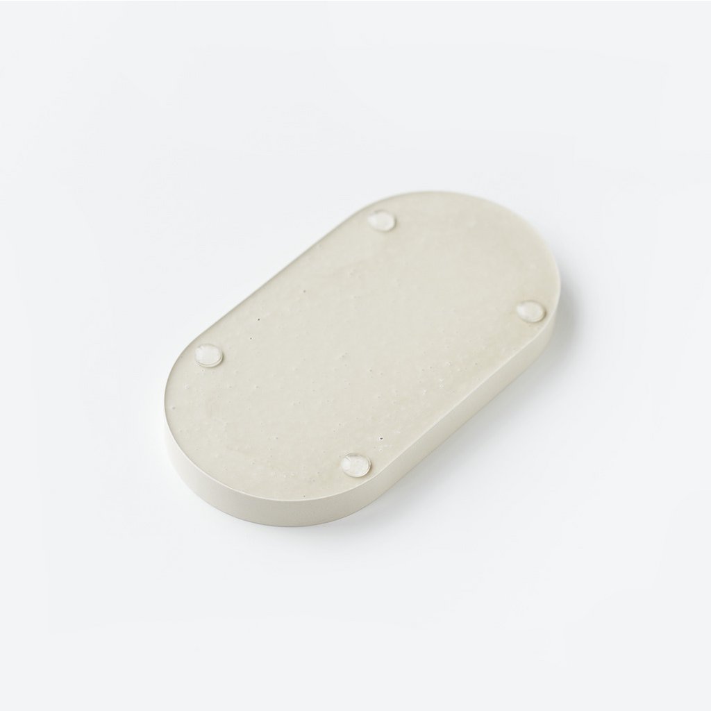 Vide-poches ovale en jésmonite beige