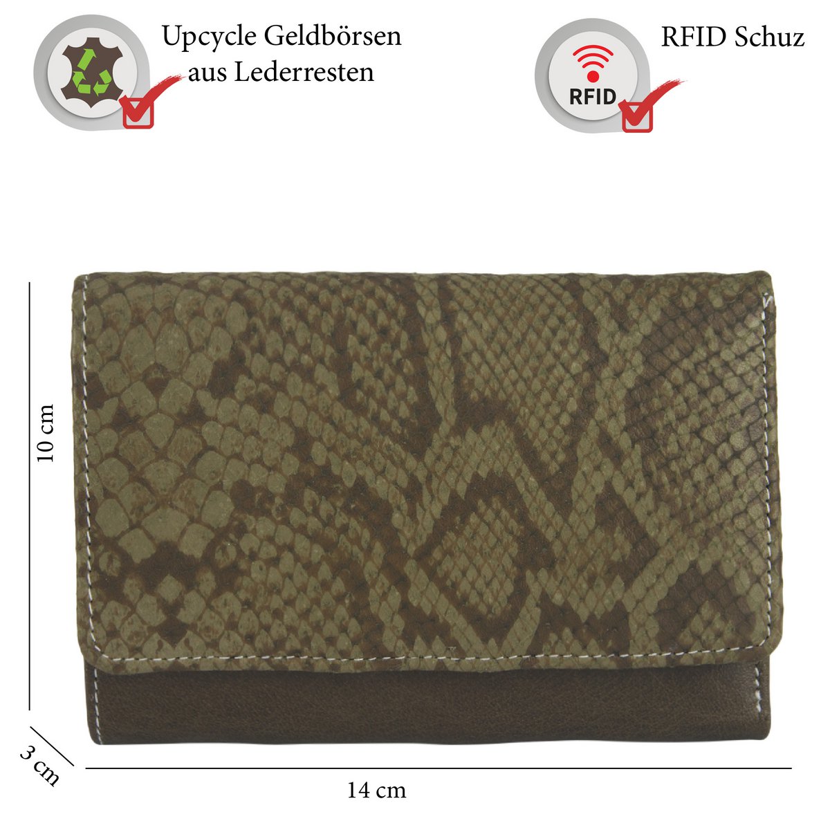 Sunsa damesportemonnee. Leren portemonnee. Portemonnee met RFID-bescherming. Portemonnee gemaakt van overgebleven leer. Grote portemonnee voor dames met veel vakjes voor creditcards - portemonnee voor dames, cadeau-idee