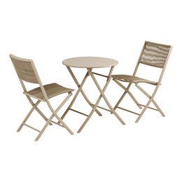 Arcas Bistro set, 2 chairs and 1 table, polyester/steel, taupe