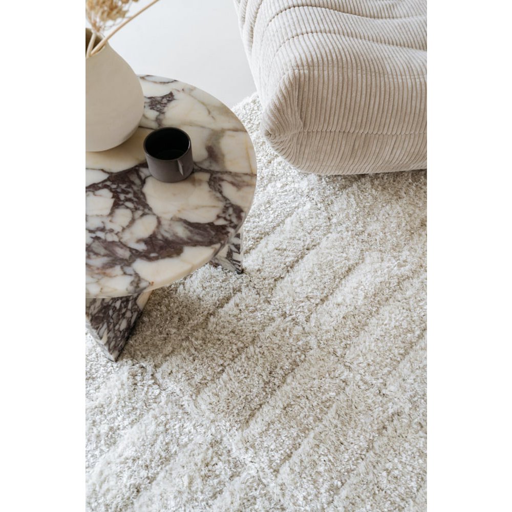 Alfombra exclusiva de lana de pelo largo Stella 200x290 cm crudo