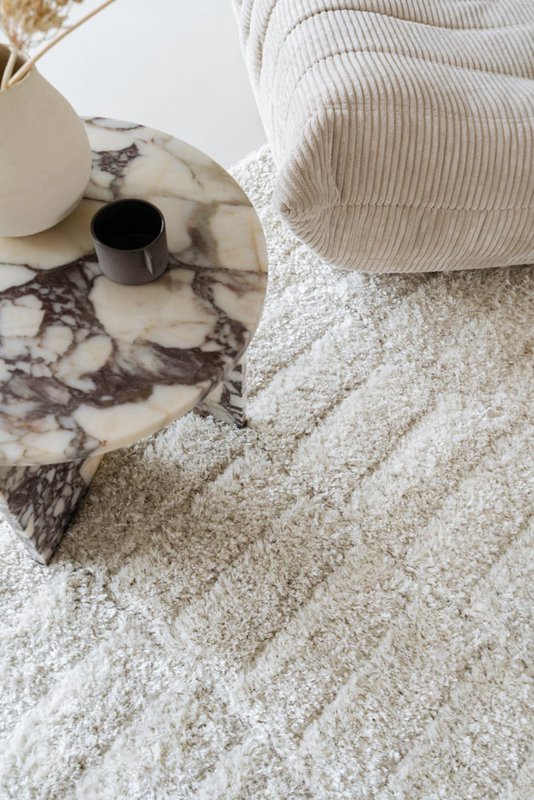 Exclusief hoogpolig wollen vloerkleed Stella 200x290 cm ecru