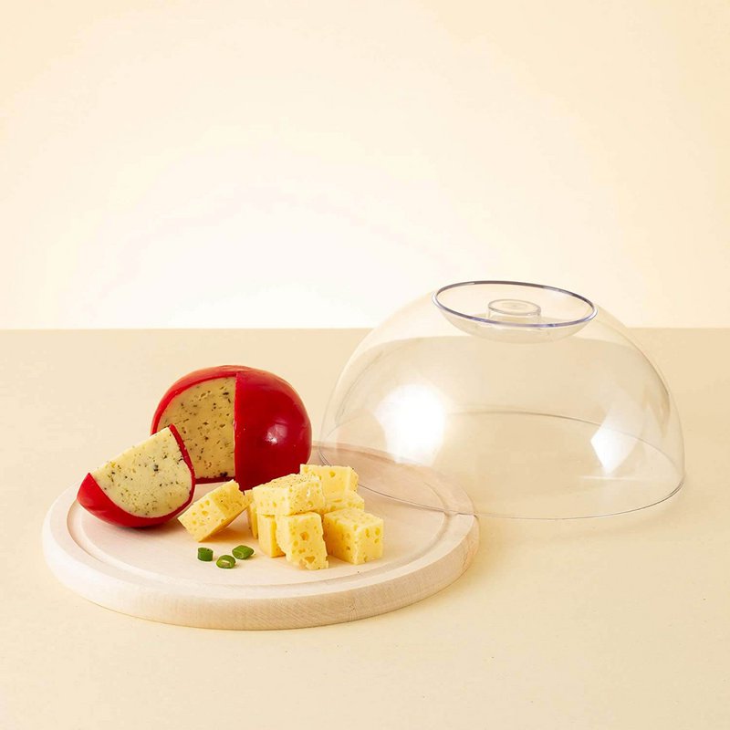 Tagliere Rotondo in Legno con Coperchio - Copriformaggio Φ 24 cm