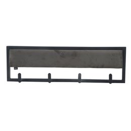 Gray velvet wall coat rack, 80cm wide, rectangular shape, four hooks, modern minimalist design