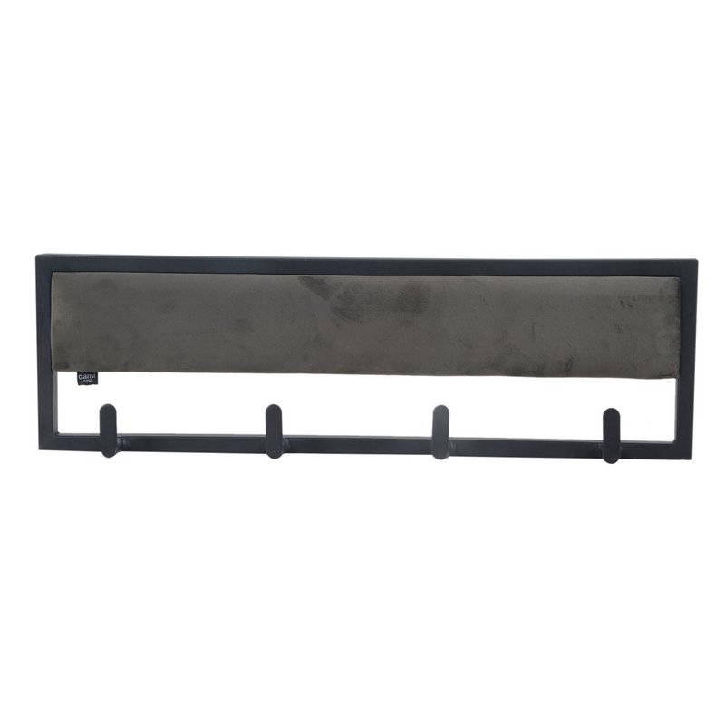 Appendiabiti da parete in metallo rivestito con aspetto velluto o pelle - grigio velluto, 80 cm