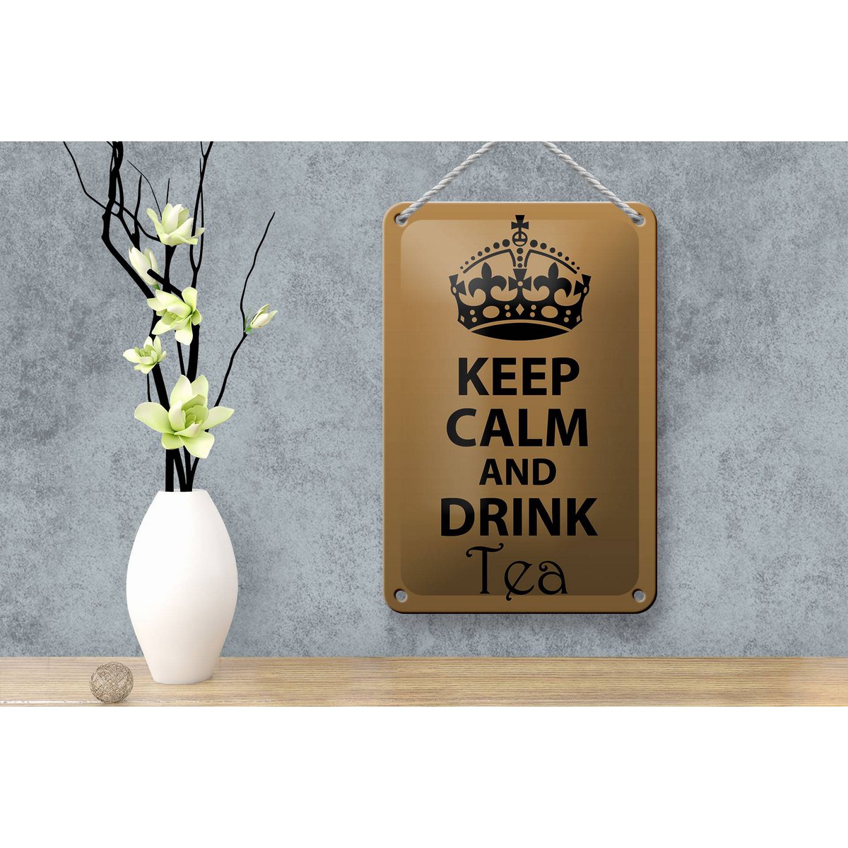 Tin sign saying 12x18cm Keep Calm and drink tea decoration
