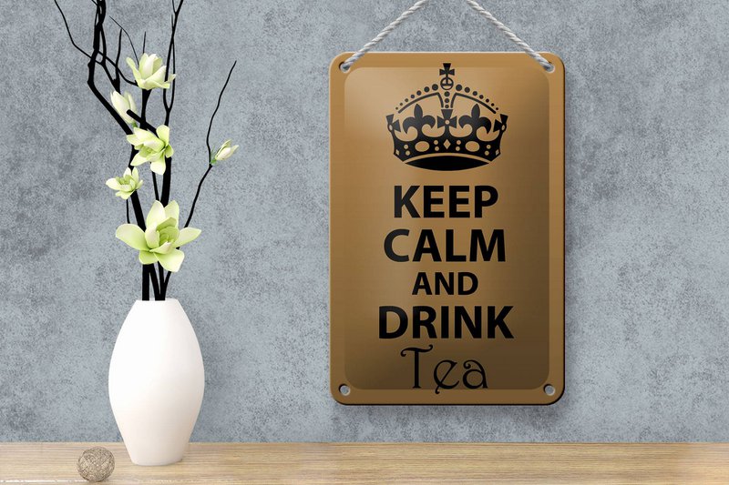 Tin sign saying 12x18cm Keep Calm and drink tea decoration