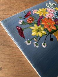 Håndmalede blomsterfliser — originalt kunstværk | 10 × 10 cm
