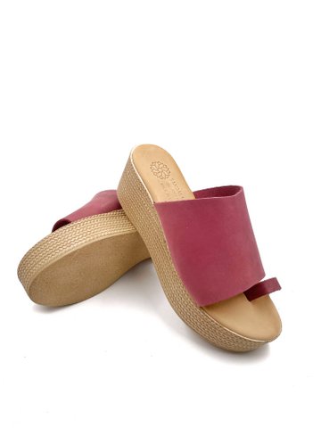 Bordeaux lederen platform hakken voor dames, lederen platform sandalen, handgemaakte hakken platform slippers 100% leer, Sandalmania platforms