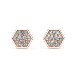 Orecchini esagonali - Oro rosa e cristallo