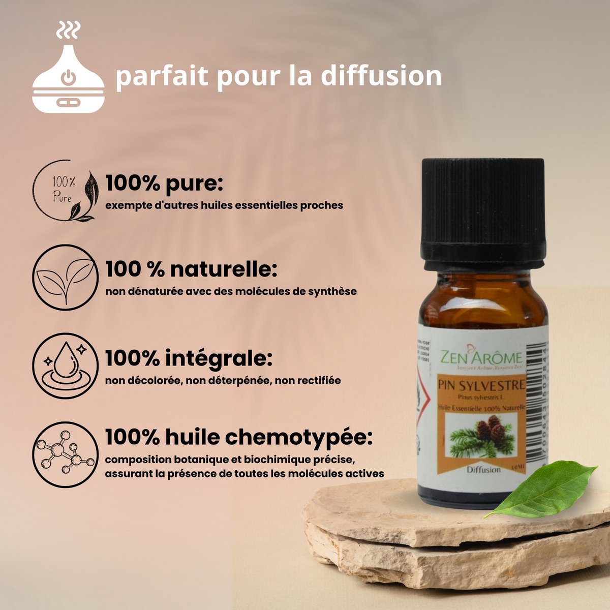 Olio essenziale - Pino silvestre - 10 ml - Uso per diffusione - Confezionato in Francia