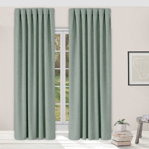 Alina thermal blackout curtain with hooks Aqua Green | 140 x 260 cm
