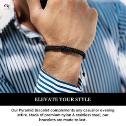 Bracelet Homme Pyramide Noir avec Zircon