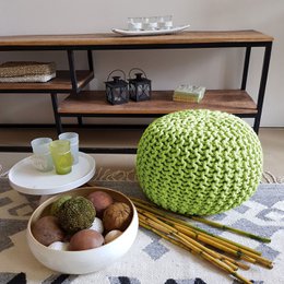 Knitted stool pouf Ø 45 H 30 cm cm seat pouf knitted floor cushion