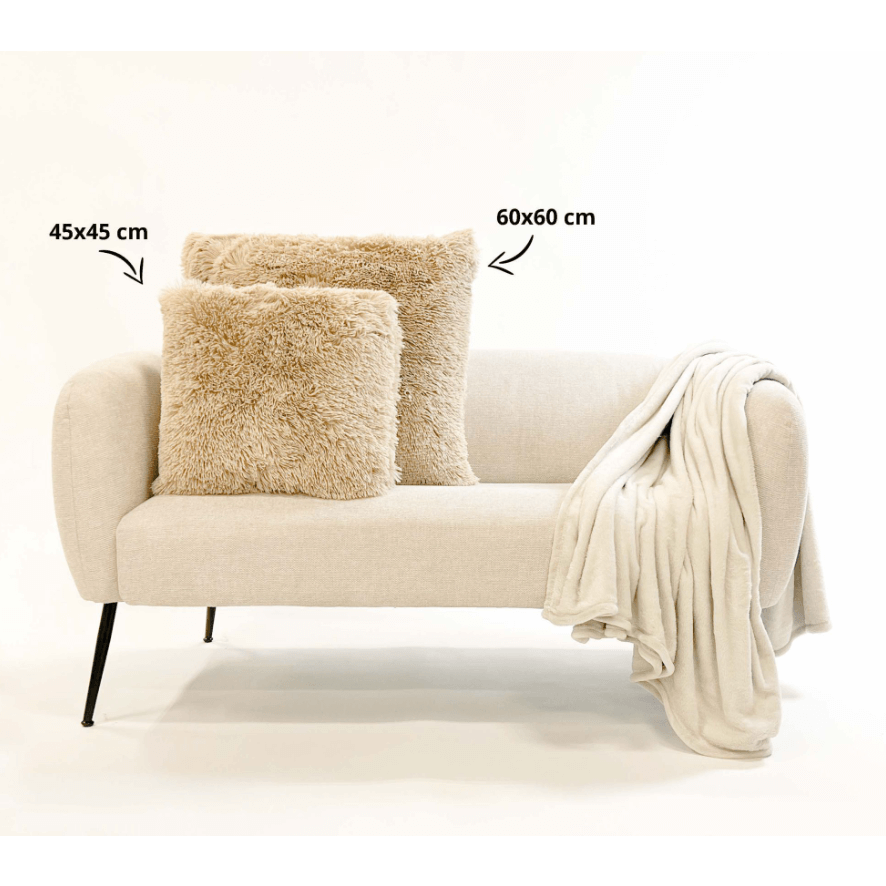 Dutch Decor FLUFFY - Decorative cushion 60x60 cm - Super soft - XL cushion - Pumice Stone - Beige