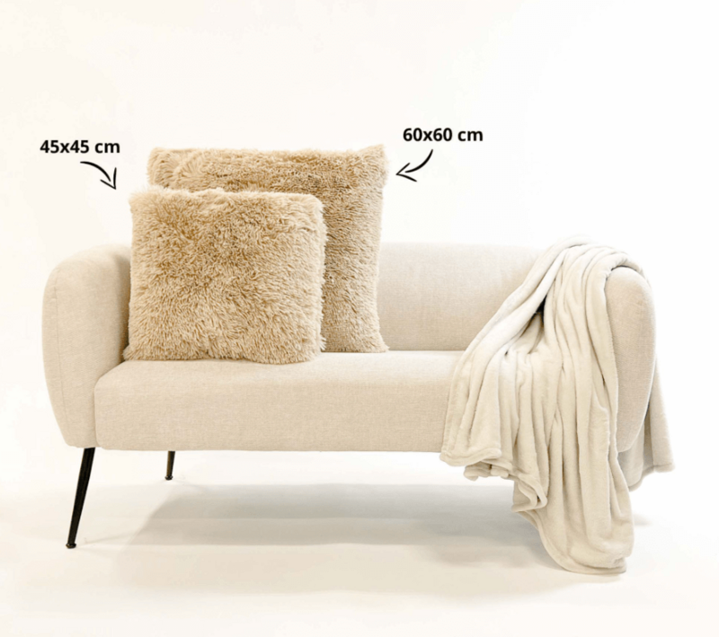 Dutch Decor FLUFFY - Decorative cushion 60x60 cm - Super soft - XL cushion - Pumice Stone - Beige