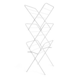 Rayén | Vertikale Wäscheleine, einfach zusammenklappbar, 14 m Trockenfläche, mit Beinverriegelungssystem, mit rutschfesten Stoppern, 61 x 138 x 44,5 cm