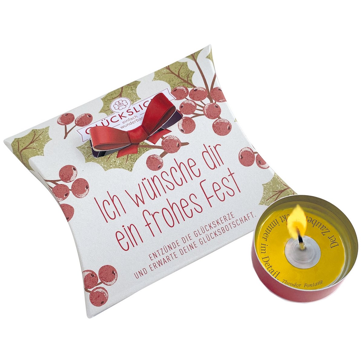 Glückslicht  / In der Geschenkbox mit ausgestanzter Schleife 🎀 / Emotion / Ich wünsche dir ein frohes Fest / Weihnachtliches Motiv