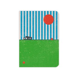 Spiral notebook with colorful geometric patterns and lines. Suitable for school, office, or personal use.