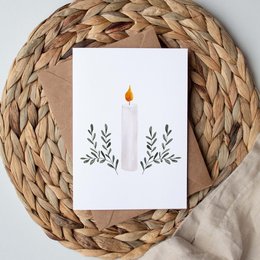 Folded card "Christmas candle white"