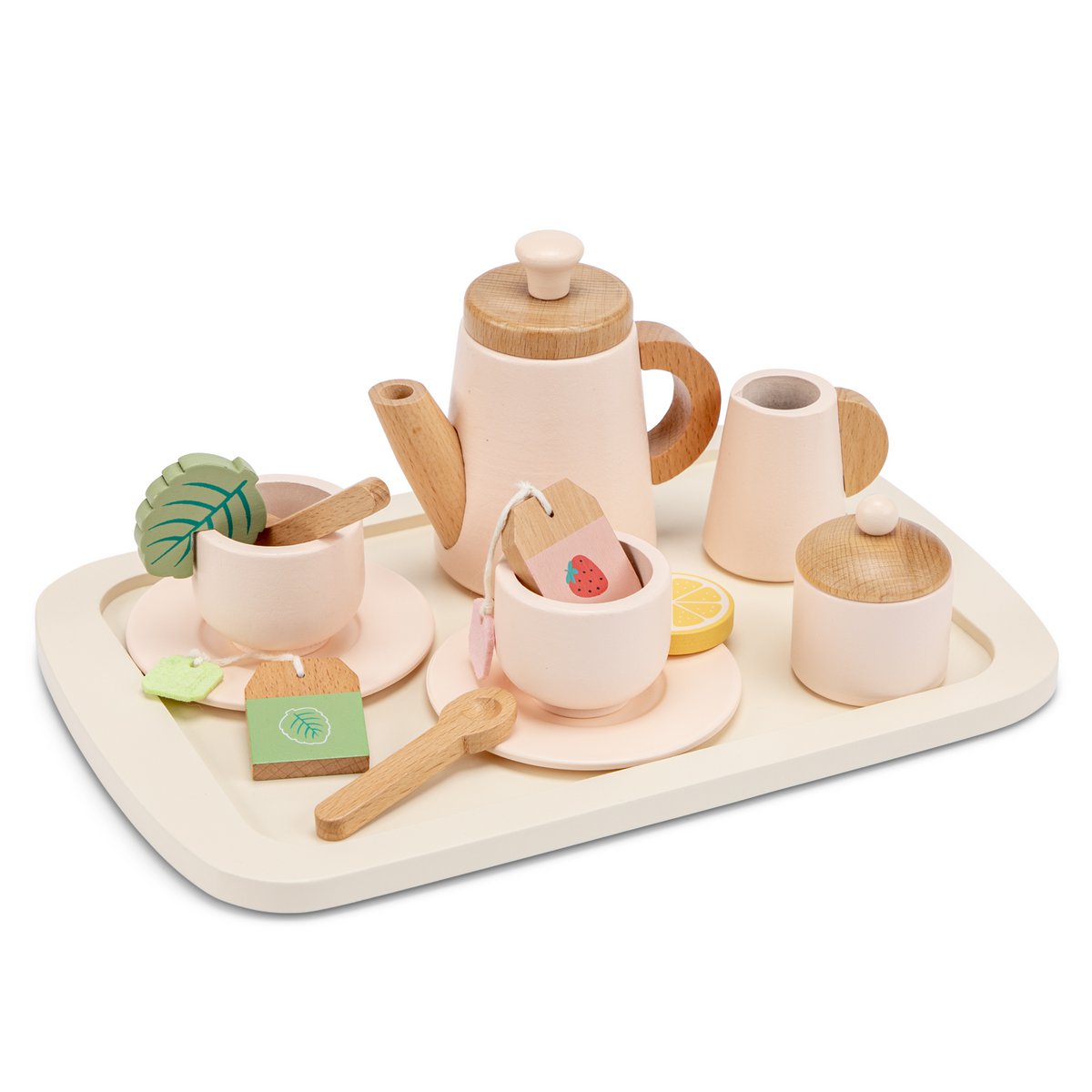 Houten Theeservies Roze - 16-delig