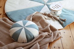 "Blue Candy" rund patchworkmåtte