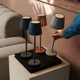 Maya Shadow Grey Ribbed Bordlampe