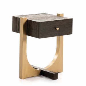 MESITA DE NOCHE 51X45X61 MADERA MARRON OSCURO/METAL DORADO TH1602500