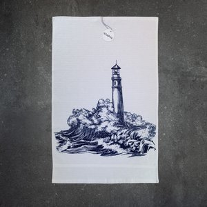 Kitchen towel terry white with lighthouse