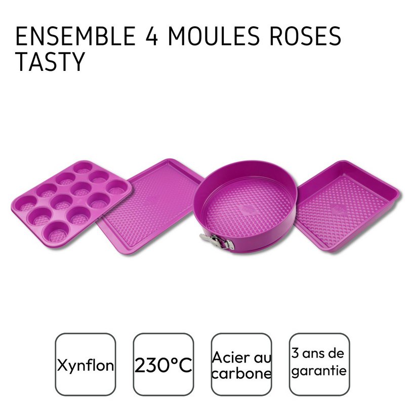 Sæt med 4 fuchsia Tasty Patisserie forme