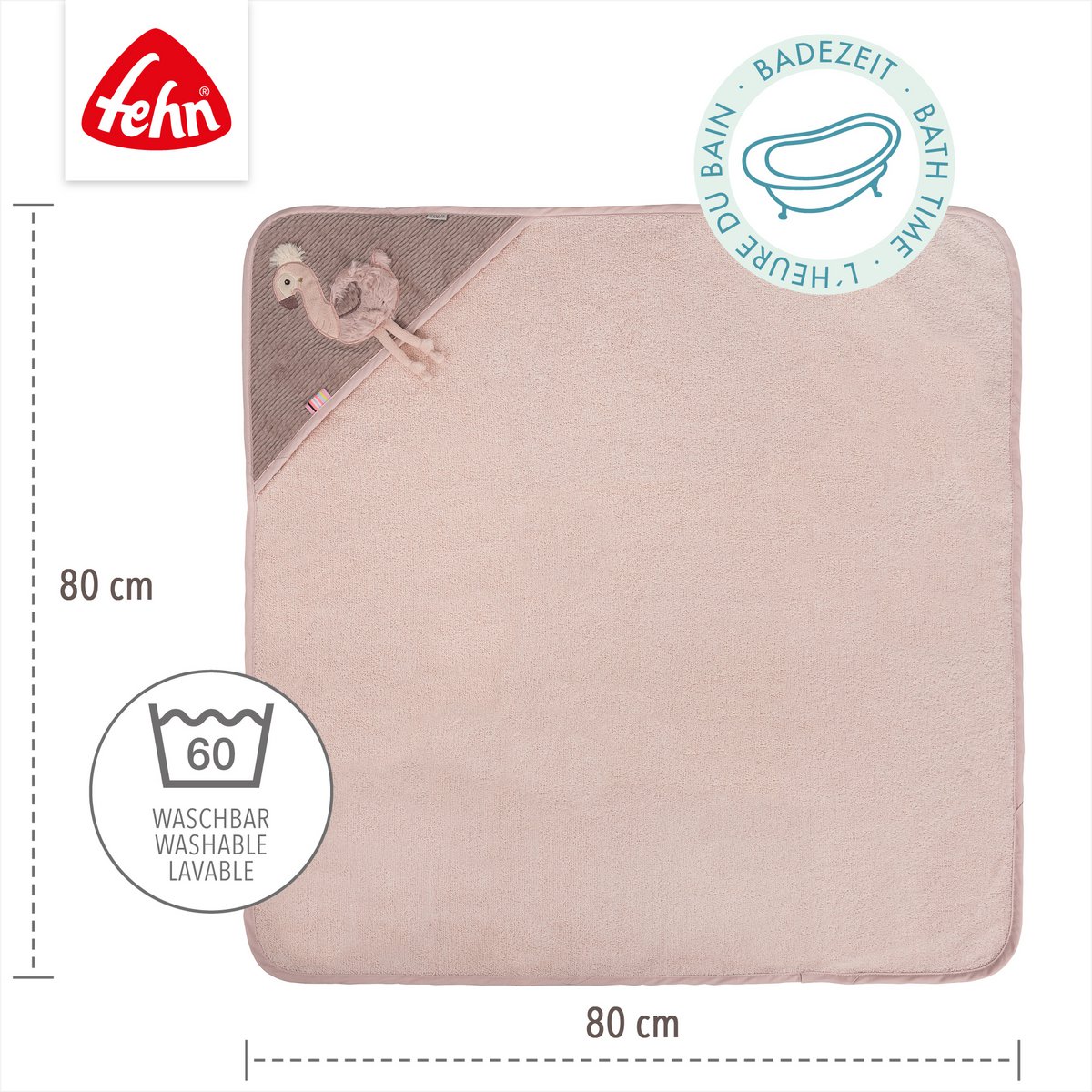 Hooded bath towel flamingo