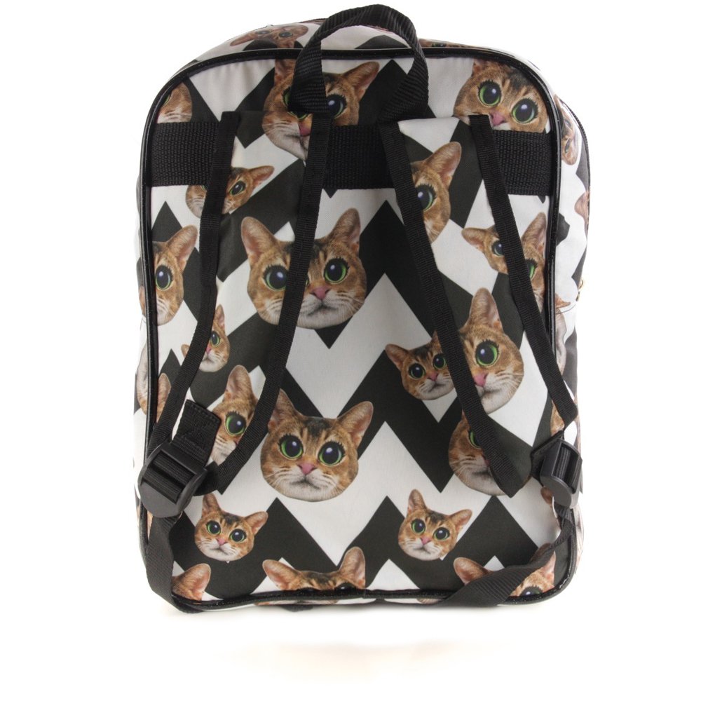 Backpack Cat black and white chevron (Black & White Cat)