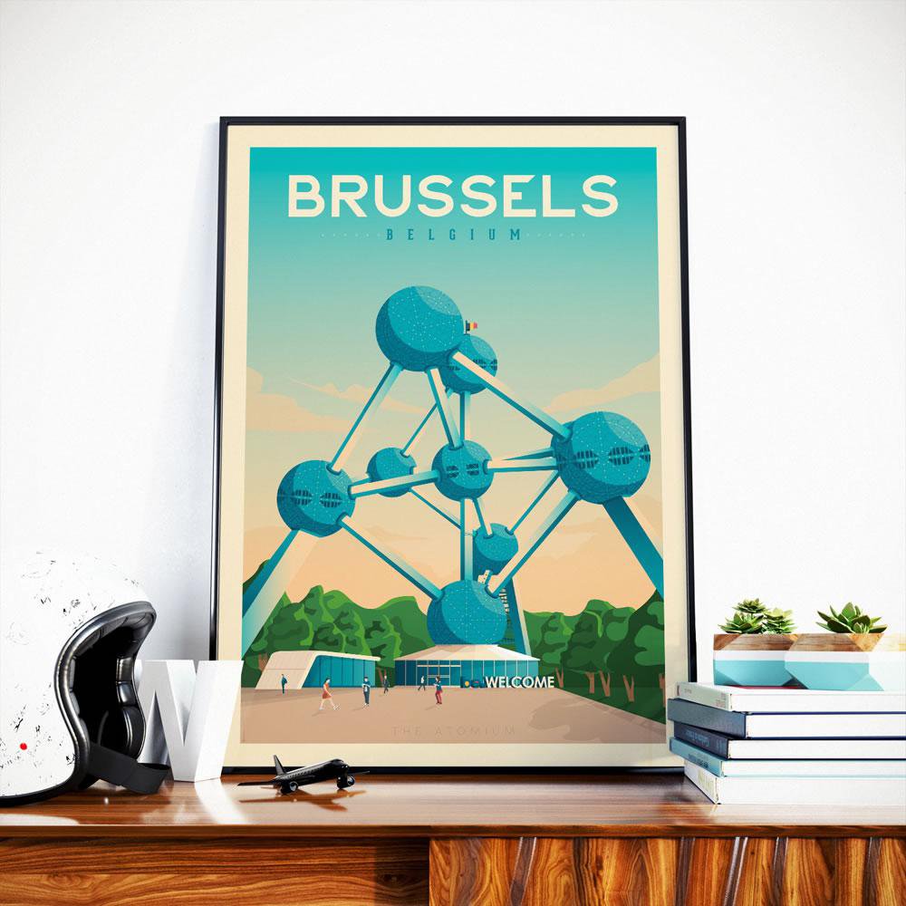 Affiche Bruxelles Vintage | Poster Ville Bruxelles Belgique