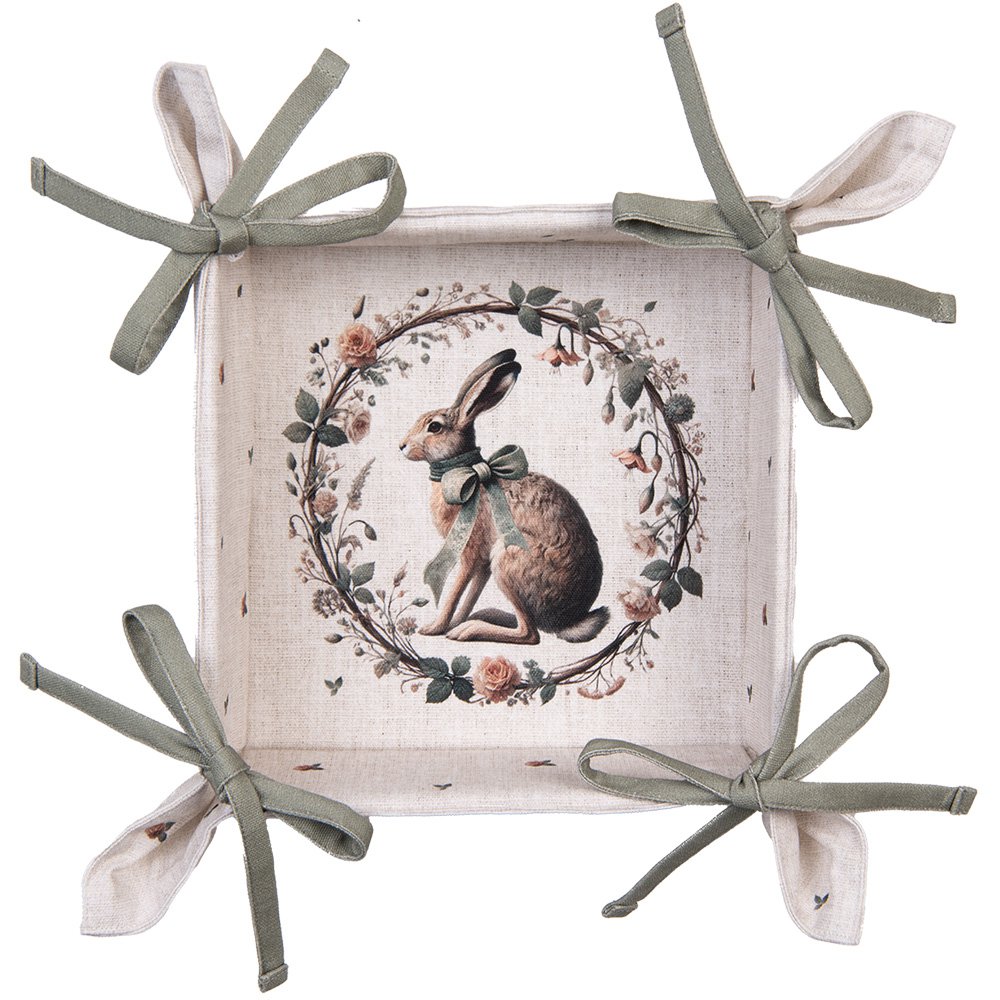 Brotkorb 35x35x8 cm Beige Baumwolle