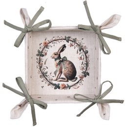 Brotkorb 35x35x8 cm Beige Baumwolle