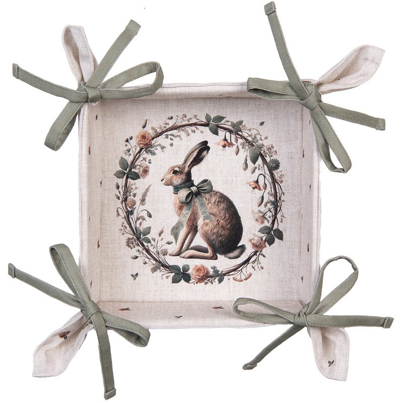 Brotkorb 35x35x8 cm Beige Baumwolle